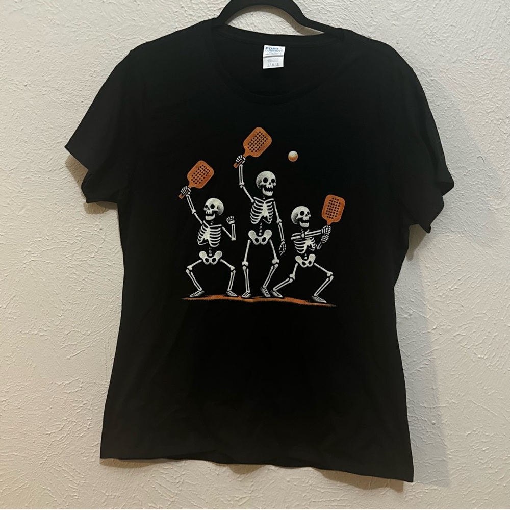 Black T-Shirt with Skeleton Print
